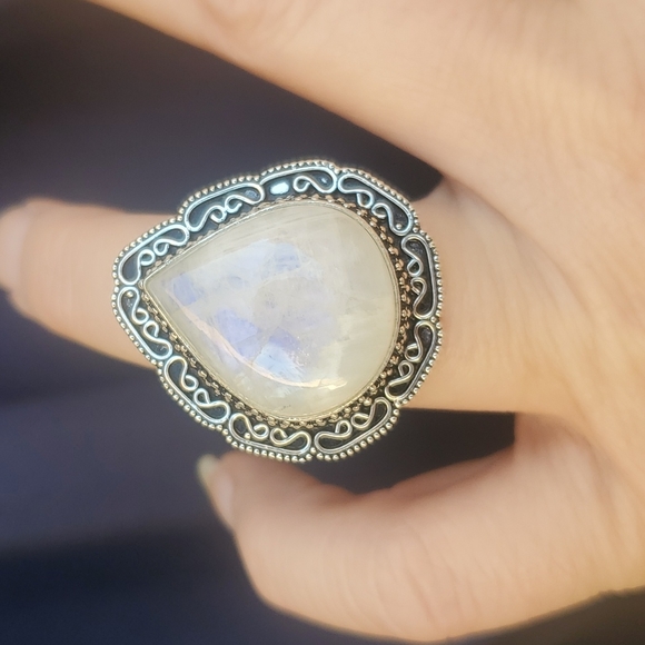 New Rainbow Moonstone 925 Silver Ring. - Picture 6 of 13